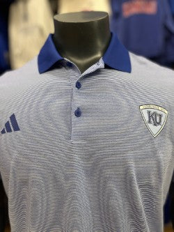 Kansas Jayhawks Stripe Polo Adidas Light Blue