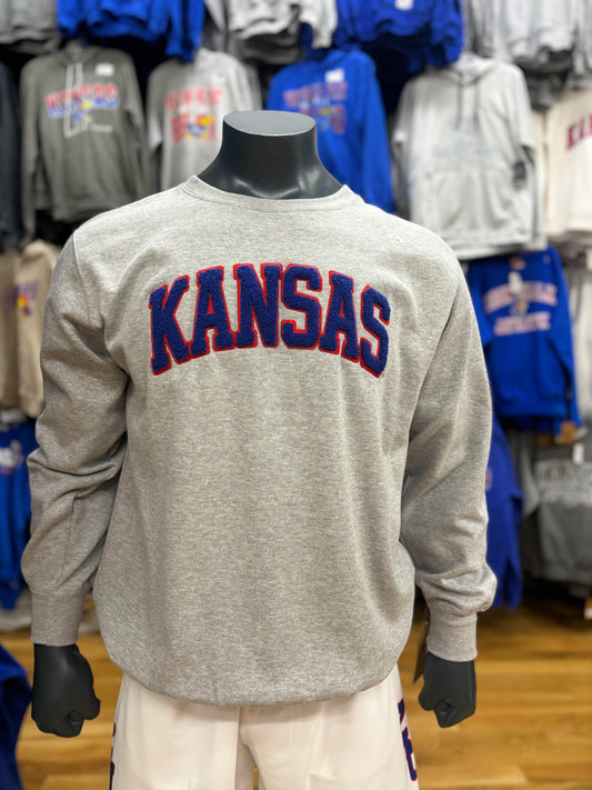 Kansas Jayhawks Patch Crewneck - Grey