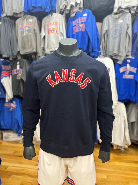 Kansas Jayhawks Crewneck- Navy