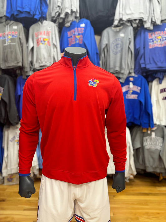 Kansas Jayhawks Quarter Zip- Red