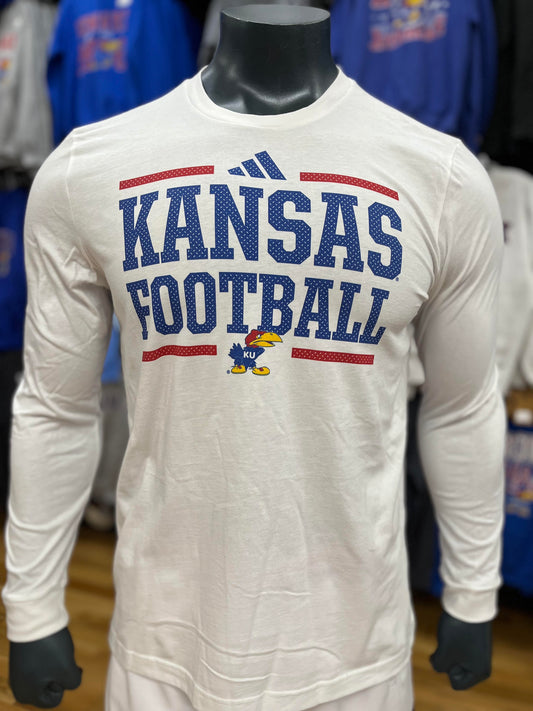 Kansas Jayhawks Adidas Football Long Sleeve - White