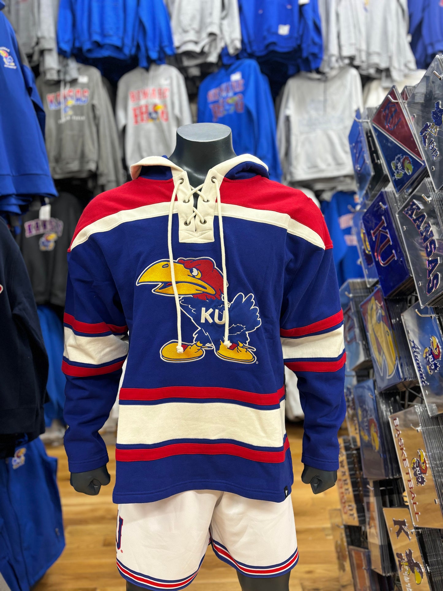 Kansas Jayhawks Laser Hood 1941- White/Red/Blue