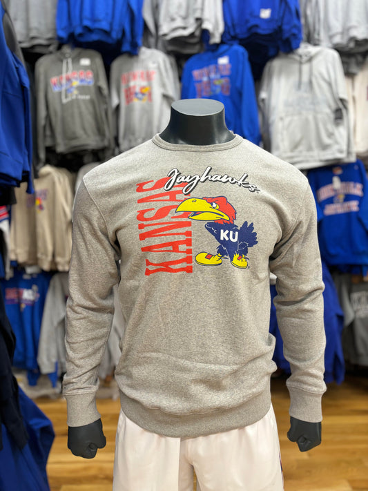 Kansas Jayhawks SLAM Crewneck- Grey