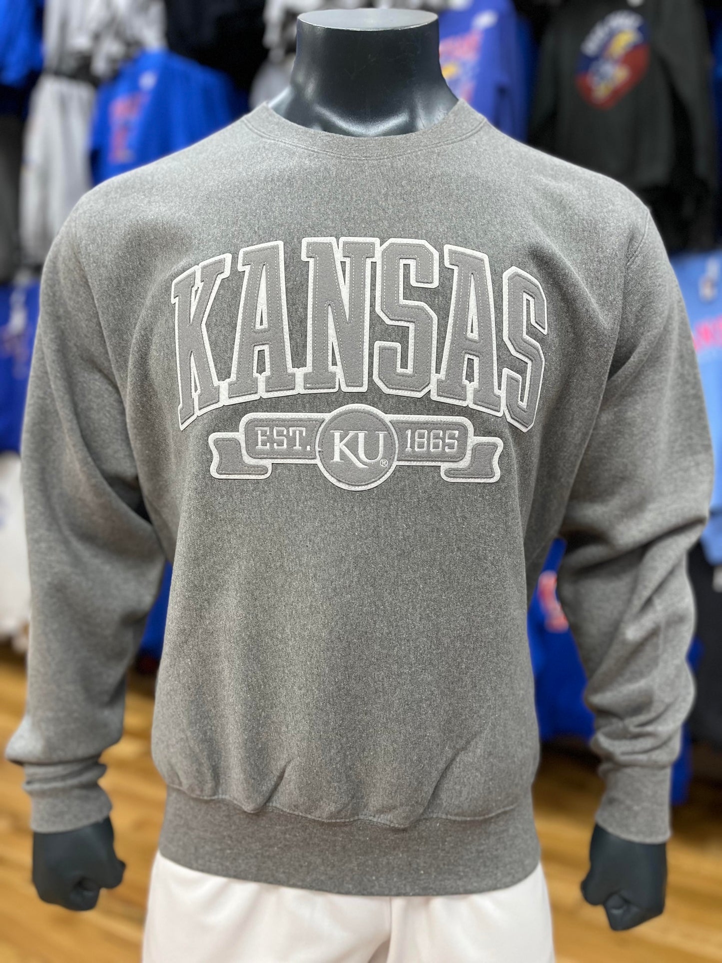 Kansas Jayhawks Established 1865 Applique Crew - Graphite