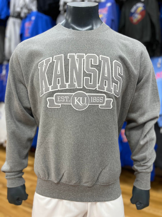 Kansas Jayhawks Established 1865 Applique Crew - Graphite
