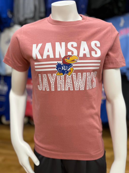 Kansas Jayhawks Youth Bar Tee - Mauve