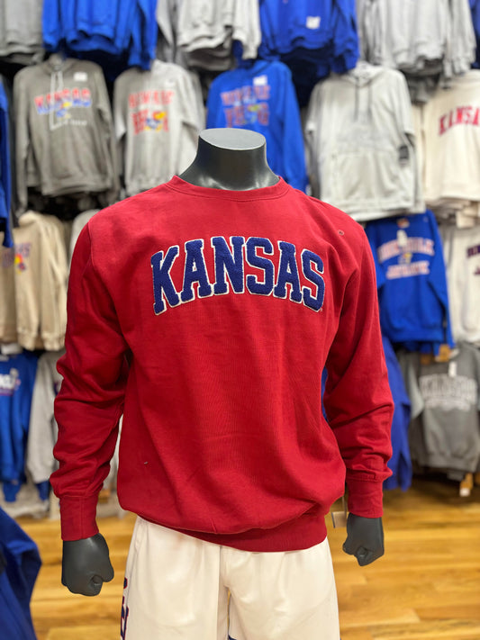 Kansas Jayhawks Patch Crewneck - Red