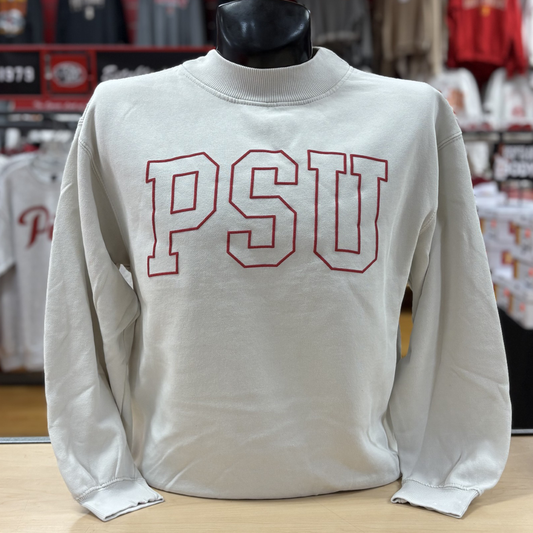 PSU Puff Out Mock Neck Crew- Stone/Chocolate
