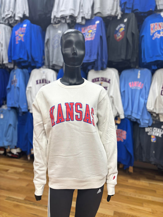 Kansas Jayhawks Puff Crew Neck - White