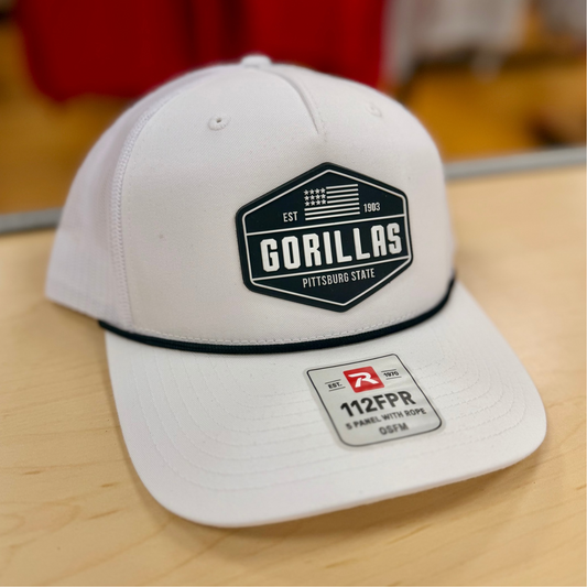 Gorillas Rubber Patch Hat - White/Black Rope