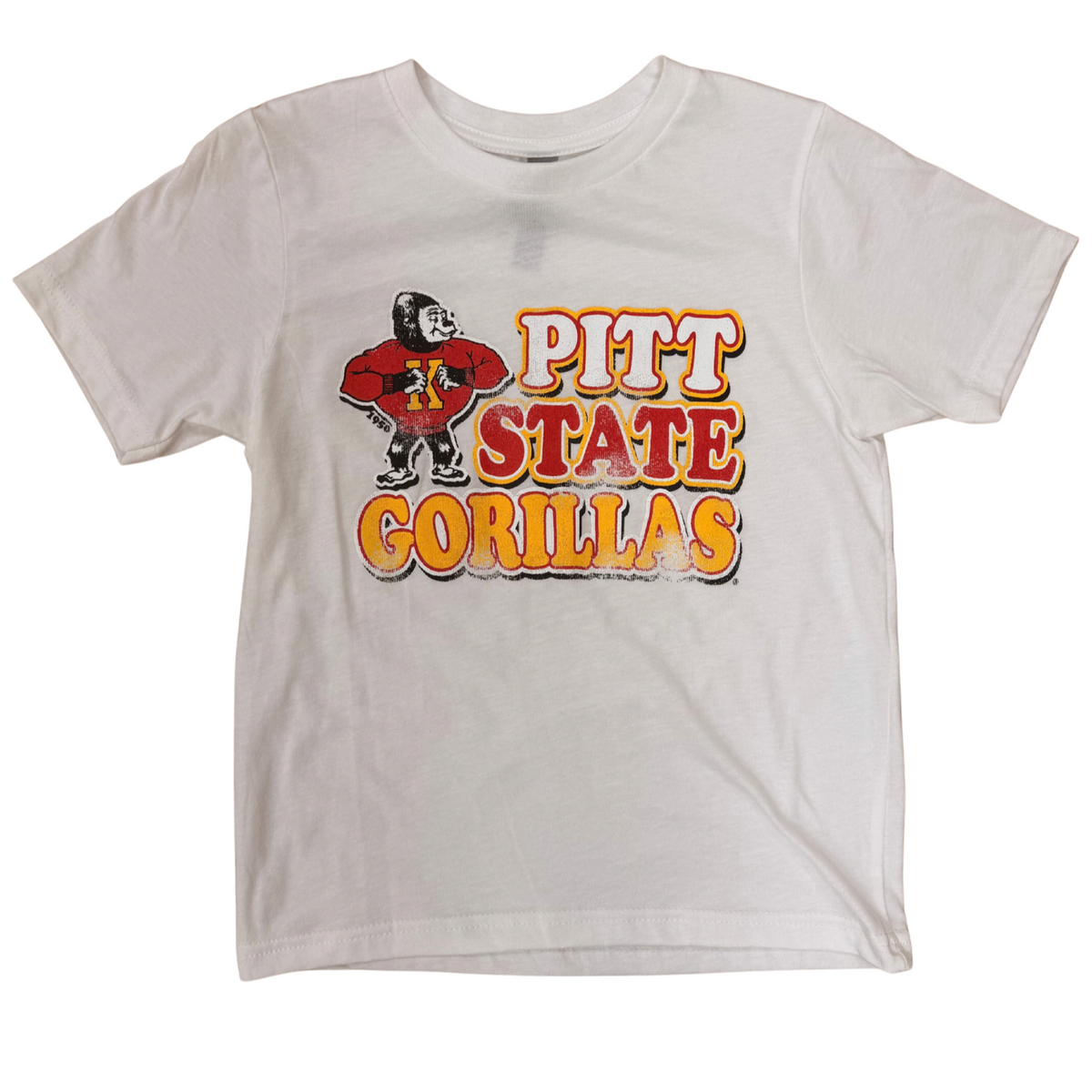 Pitt State Gorillas 50s Gorilla Youth Tee - White