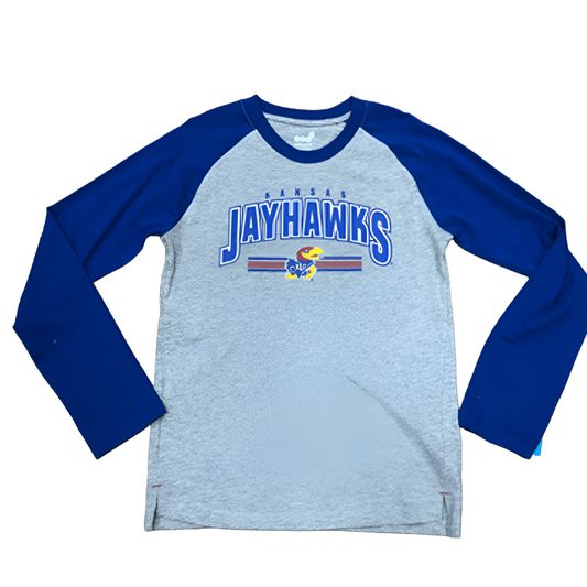 KU Jayhawks Audible Long Sleeve Youth - Grey/Royal