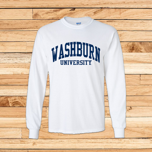Washburn University Arch Simple Gildan Heavy Cotton Long Sleeve Shirt - Grey