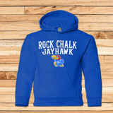 Kansas Jayhawks Rock Chalk with Hawk Youth Hoodie - Royal