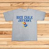 Rock Chalk Jayhawk Front Youth Tee - Grey