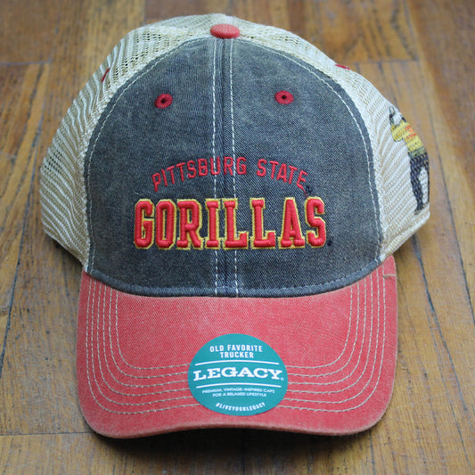 PITTSBURG STATE GORILLAS VINTAGE HAT - BLACK/RED