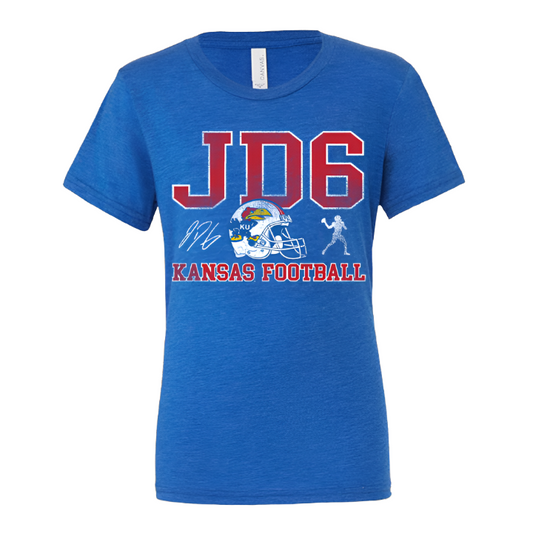 Kansas Jayhawks JD6 Jalon Daniels Helmet Triblend T-Shirt - Royal