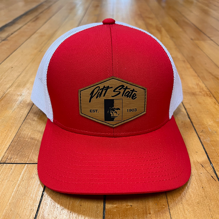 Pitt State Adjustable Leather Patch Hat - Red/White
