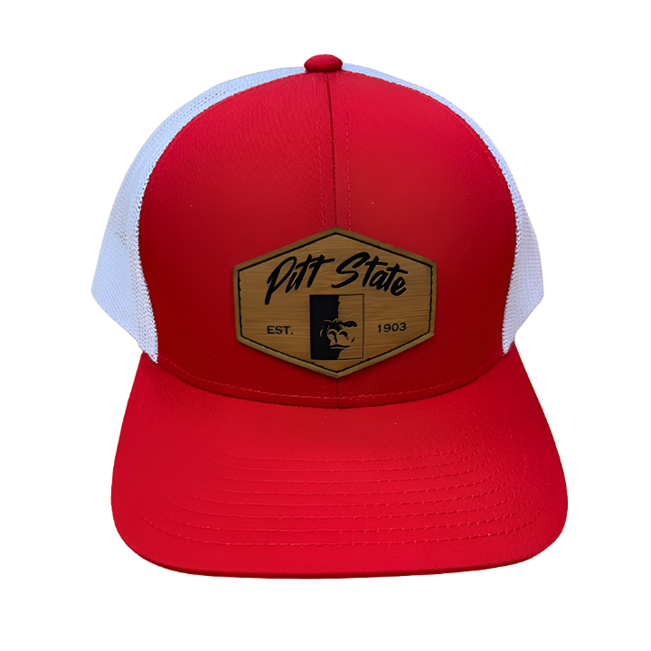 Pitt State Adjustable Leather Patch Hat - Red/White