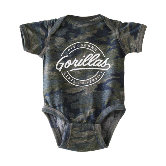 INFANT - CIRCLE PITTSBURG STATE UNIVERSITY GORILLAS ONESIE - CAMO