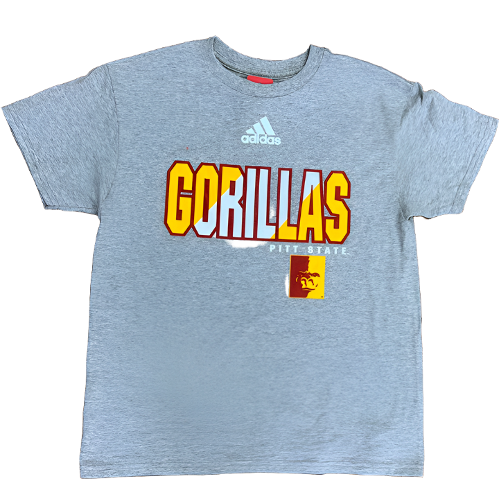 Gorillas Pitt State Fade Adidas Youth Tee - Grey