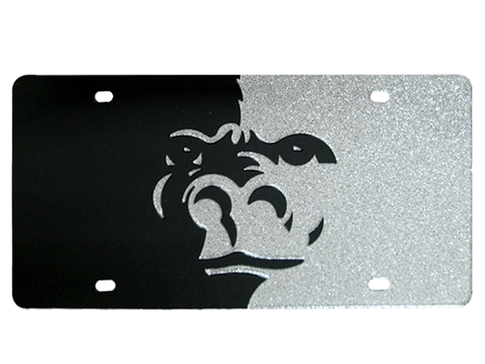 Gorilla Split Face Glitter License Plate - Black/Silver