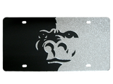 Gorilla Split Face Glitter License Plate - Black/Silver